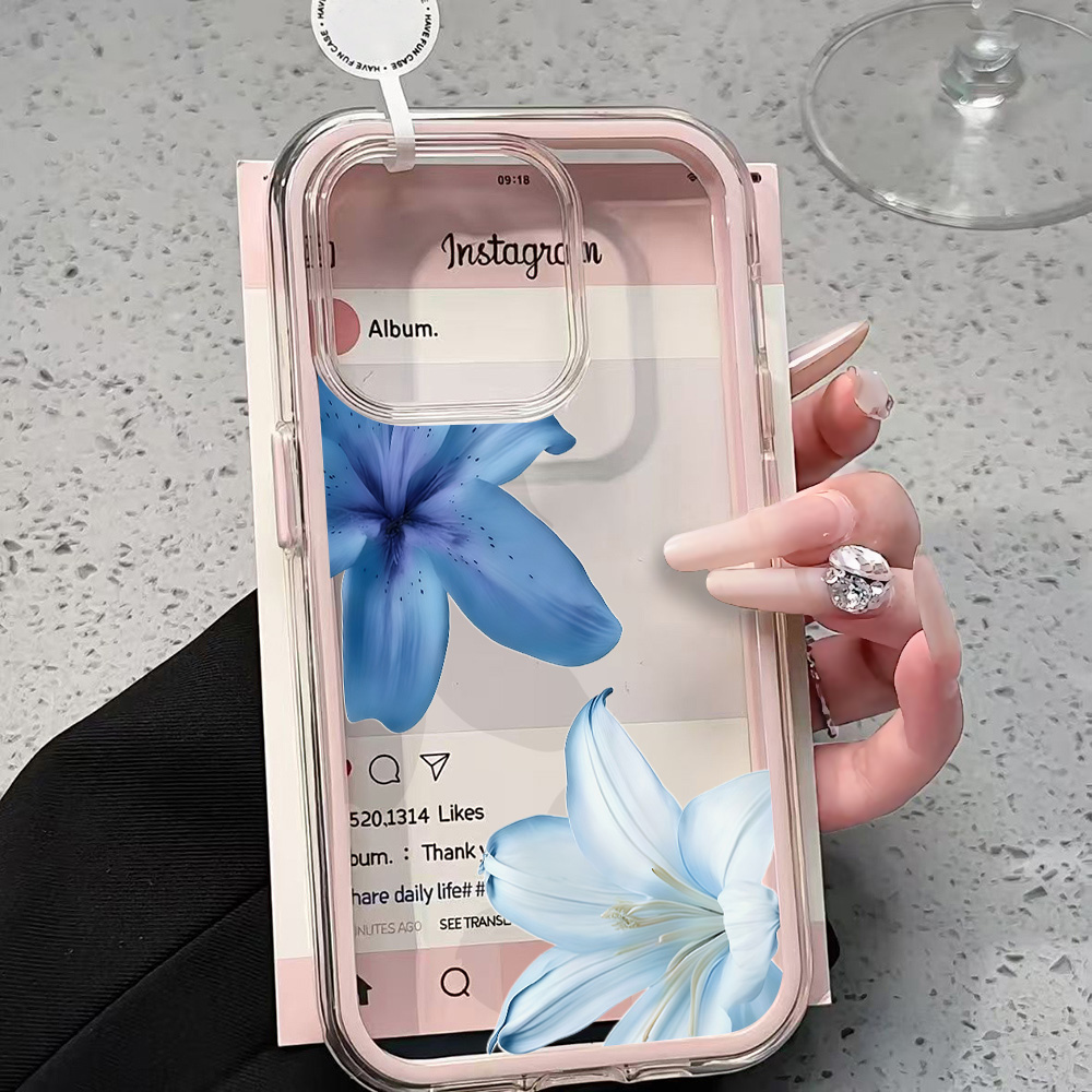 Plants X - Blue Lily Flower Clear Phone Case
