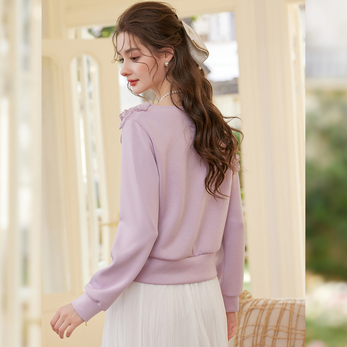 LOUIS YAO Sweet Irregular Neck - Plant Parent Hoodie ulasan dan harga