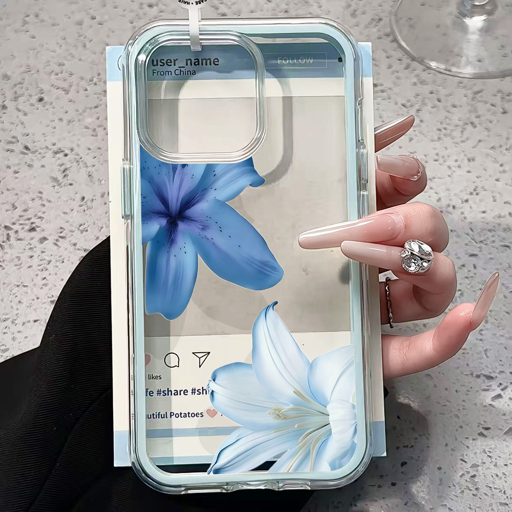Blue Lily Flower Clear Phone C - Plants X ulasan dan harga