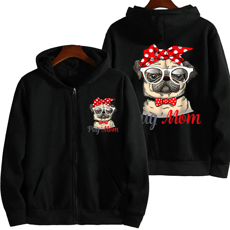 Funny Pug Mom Print Zipper Hoo - Plant Parent Hoodie ulasan dan harga